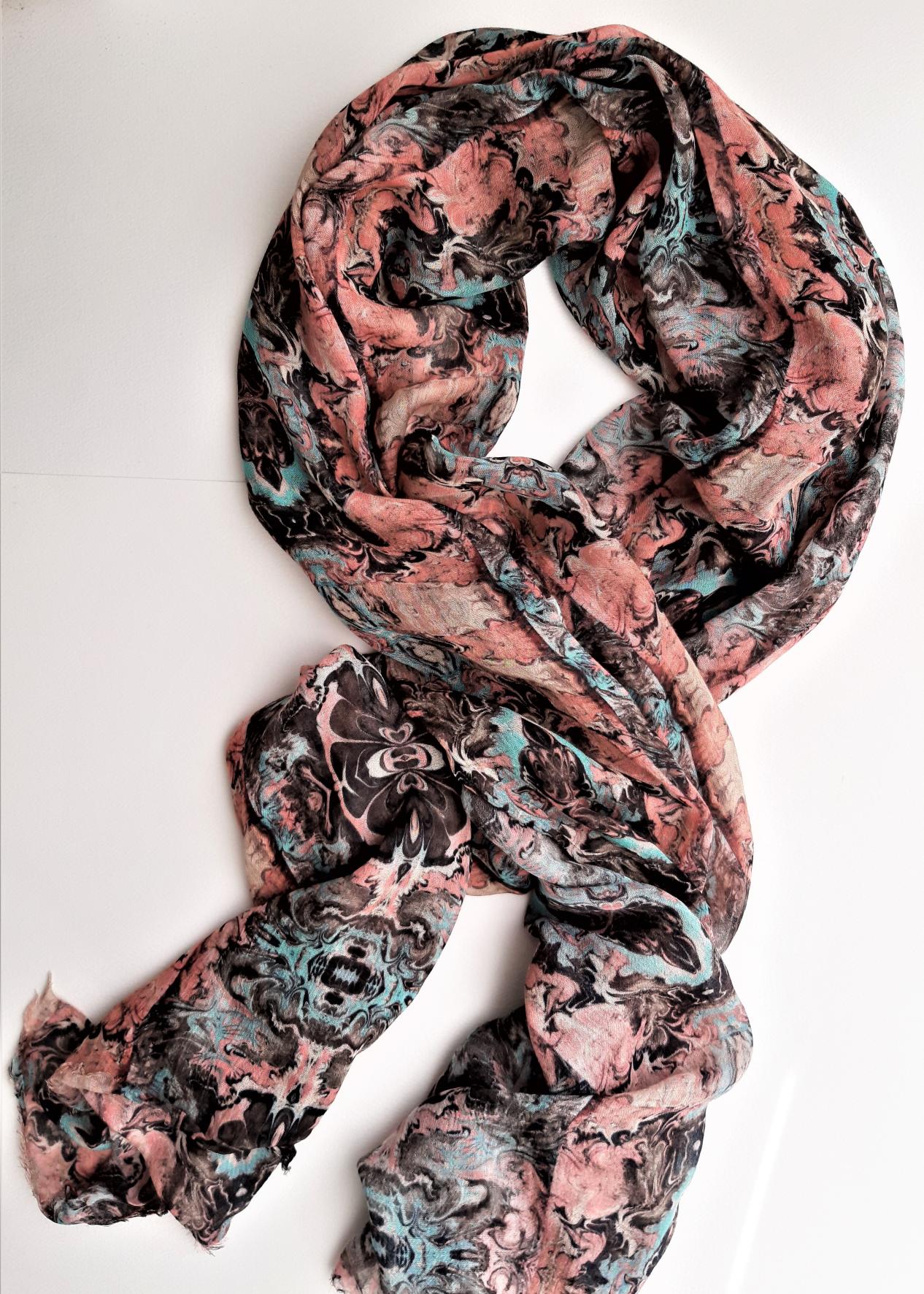 PAOLA DE GIOVANNI-ARABESQUE MARBLING SCARF