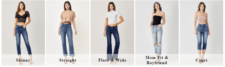 Risen Brand Jean's jeans product range. Source: Risen Jeans official website. 