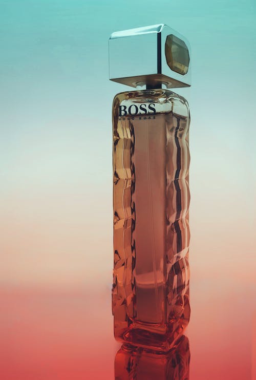 Free A Hugo Boss Perfume on a Clear Bottle Stock Photo