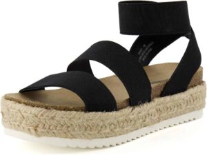 Amazon.com | CUSHIONAIRE Mandy Wedge Sandals for Women 2026 – Strappy Platform Sandals with Arch Support, Cute Summer Espadrille-Style Platform Dressy Slip-On, BLACK 6 | Platforms & Wedges