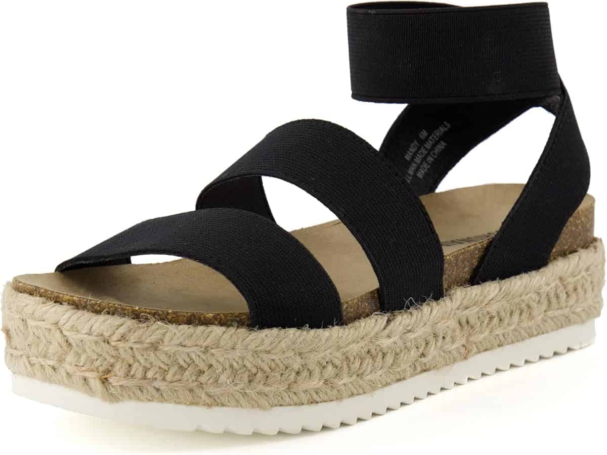 Amazon.com | CUSHIONAIRE Mandy Wedge Sandals for Women 2026 – Strappy Platform Sandals with Arch Support, Cute Summer Espadrille-Style Platform Dressy Slip-On, BLACK 6 | Platforms & Wedges